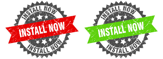 install now band sign. install now grunge stamp set