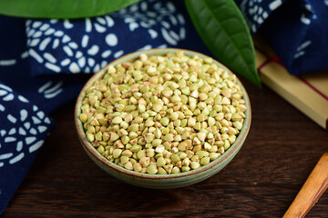 Buckwheat rice on the background of retro Chinese style