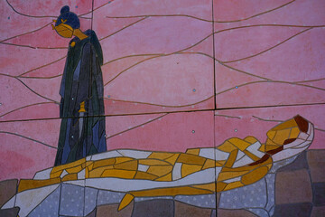 picture of death from the mosaic on the wall