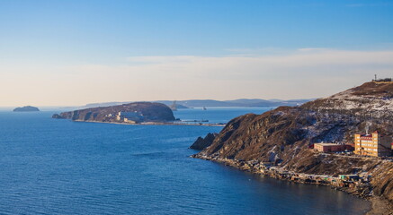 Fototapeta na wymiar Seascape of Vladivostok. Tikhaya Bay.