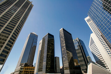 Obraz na płótnie Canvas View of Calgary's downtown with skyscrapers. Calgary Alberta Canada. 