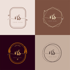 NS Initial handwriting logo vector sets. Hand lettering Initials logo branding, Feminine and luxury logo design.