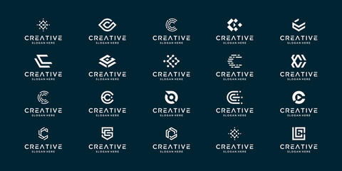Collection of abstract initial letter C logo design inspiration