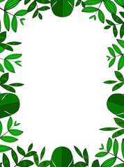 Beautiful green tropical leaves frame isolated on white background vector illustration