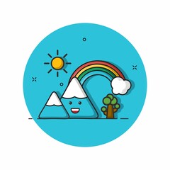 Mountain and nature cute illustration