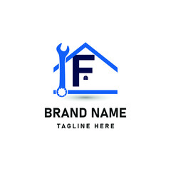 Letter F Home Repair service and Construction Concept Logo Design Template