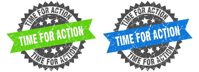 Obraz premium time for action band sign. time for action grunge stamp set