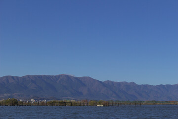 晩秋の琵琶湖の風景