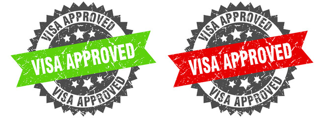 visa approved band sign. visa approved grunge stamp set