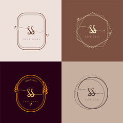 SS Initial handwriting logo vector sets. Hand lettering Initials logo branding, Feminine and luxury logo design.