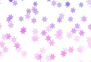 Light Purple vector layout with bright snowflakes, stars.