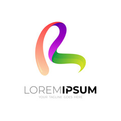 Letter R logo with colorful design illustration, rainbow color icons