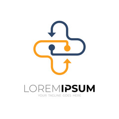 Love and medical logo template with line design 