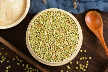 Buckwheat rice on the background of retro Chinese style