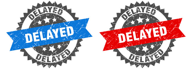 delayed band sign. delayed grunge stamp set