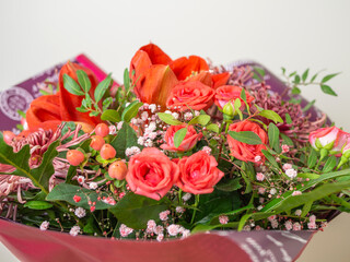 Mixed pink flower arrangement