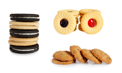 cookies isolated with cream on white background