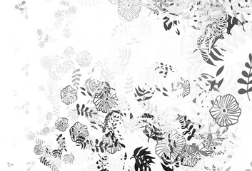Light Gray vector doodle template with leaves.