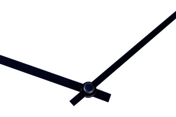 Close up center of an analog clock hands showing the time of ten past 10