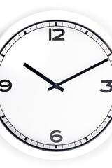 Black and white analog clock over a white background