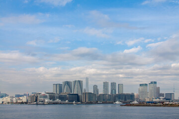 Fototapeta na wymiar Panoramic view of Harumi area in Tokyo