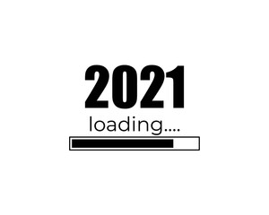 Vector illustration of 2021 loading concept. New Year's Eve. New year downloading progress bar creative background.