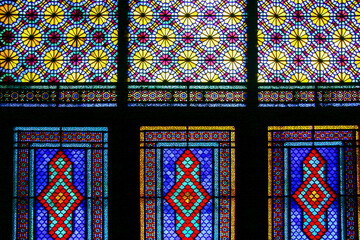 Stained glass windows of the Consultation Room in the Palace of Shaki Khans