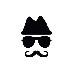 Spy with mustache icon design template vector isolated