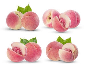 peach fruit isolated on white background.
