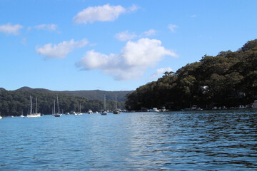 Yachts on the Pittwater, near Scotland Island, Sydney, New South Wales, Australia