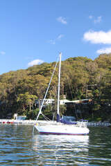 Fototapeta premium Yachts on the Pittwater, near Scotland Island, Sydney, New South Wales, Australia