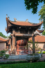 Fototapeta premium Square building hold a big sacred drum at The Temple of Literature (Van Mieu), the first national university in Hanoi