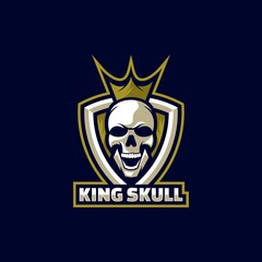 Vector Logo Illustration King Skull E Sport and Sport Style.