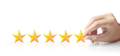Five stars in hand. Increase rating evaluation