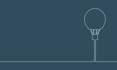 Air balloon silhouette. Thin line style. Place for text