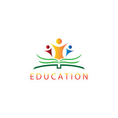 Fototapeta premium education logo outline illustration book and child color design vector template