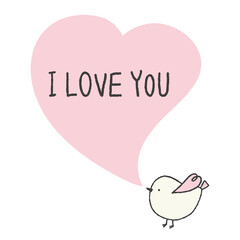 愛を伝える小鳥と大きなハート