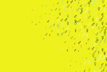 Light green, yellow vector pattern with gender elements.