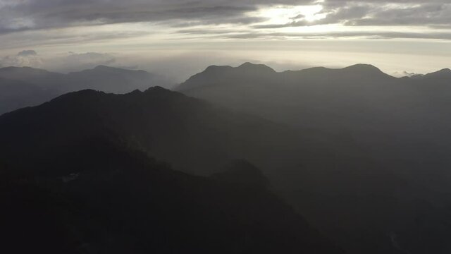 4K Aerial Video of Taiwan Mountain at Sunset Yushan National Park