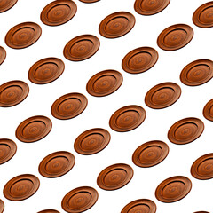 Pattern of  Hand-crafted empty clay plate isolated on a white background