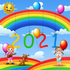 Obraz premium Poster design for New Year 2020 illustration