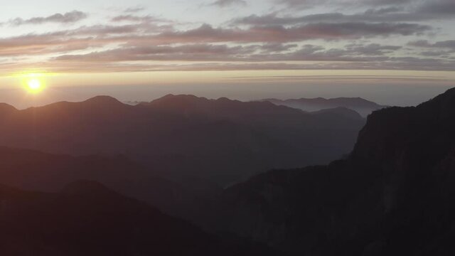 4K Aerial Video of Taiwan Mountain at Sunset Yushan National Park