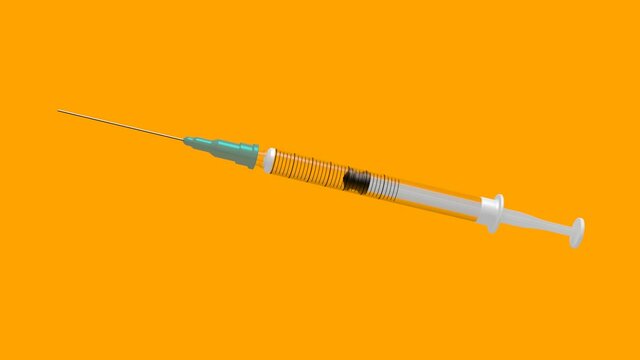 Isolated Spinning Vaccination Syringe - 3D Illustration Animation