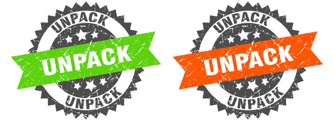 Obraz premium unpack band sign. unpack grunge stamp set