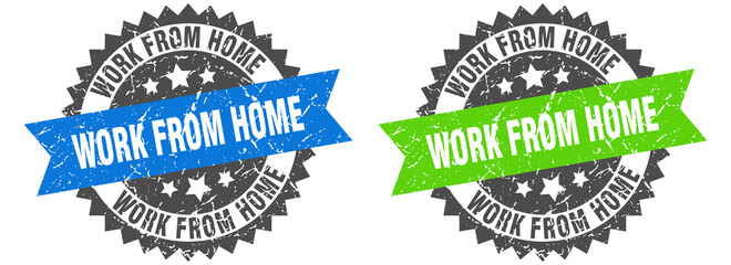 Obraz premium work from home band sign. work from home grunge stamp set