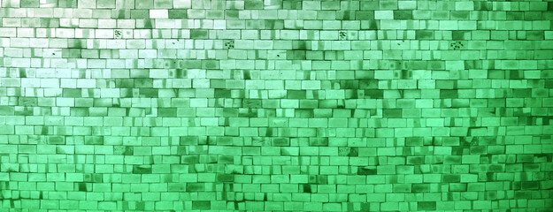 Green brick wall texture for background