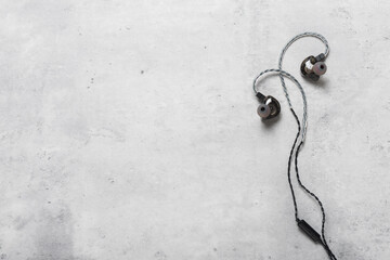 closeup wired earphones