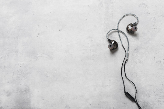 closeup wired earphones