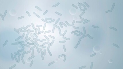 Scientific background with bacteria under a microscope