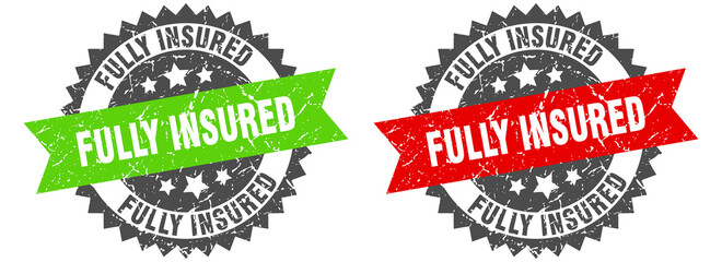 Obraz premium fully insured band sign. fully insured grunge stamp set